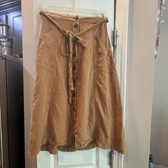 Long Maeve Womens the Copper Cotton Button Safari Midi Skirt - Med - Picture 2 of 16